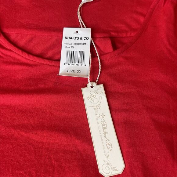 Khakis Co Women Tunic Red Boho Peasants Cottage Core Minimalist Soft ComfySz 3X - Picture 4 of 5